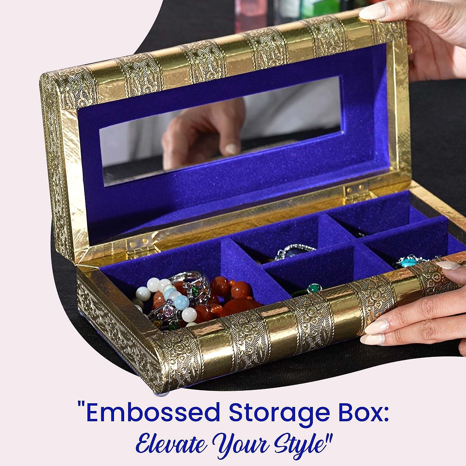 Handcrafted Oxidized Aluminium Storage/Jewelry Box with Mirror - Copper