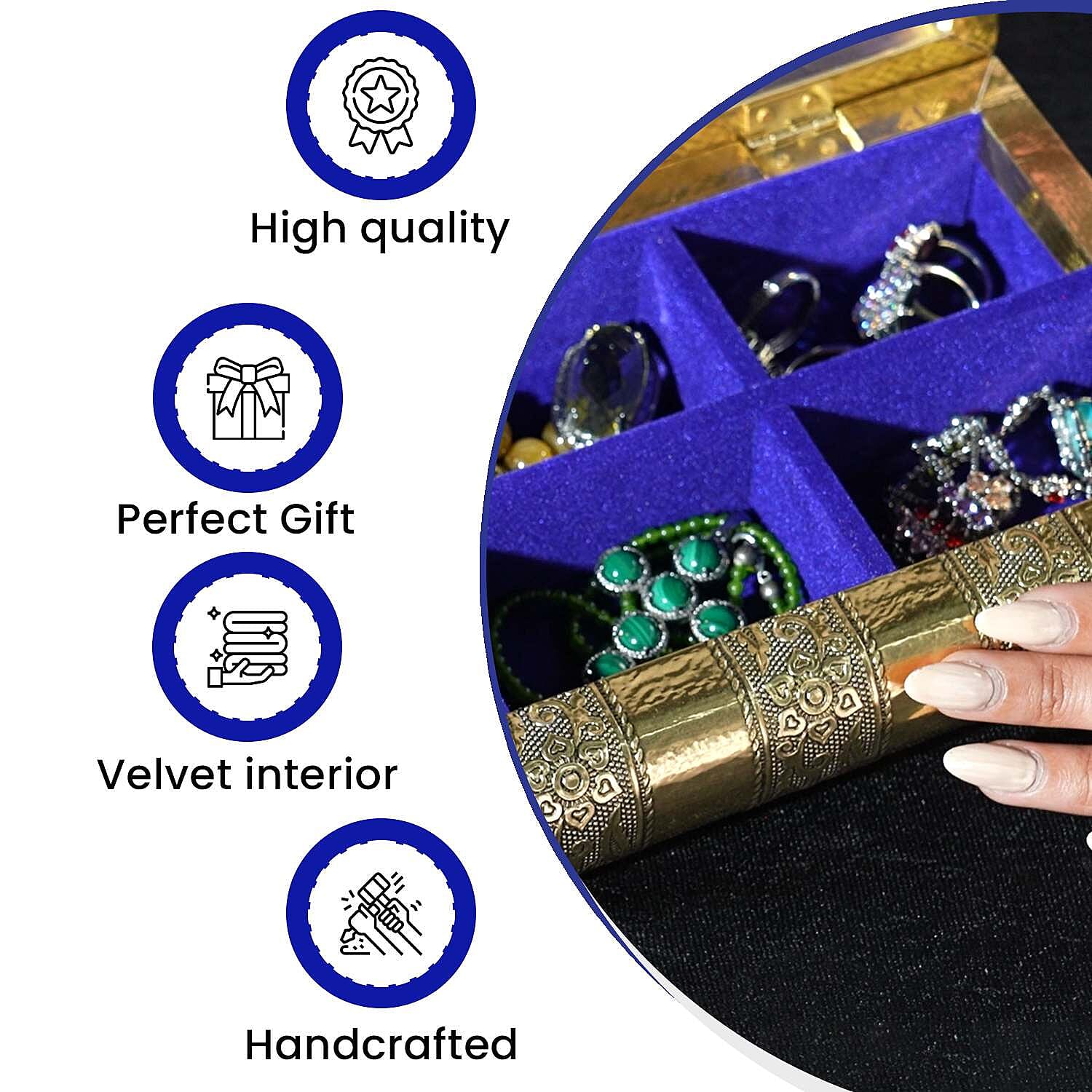 Handcrafted Oxidized Aluminium Storage/Jewelry Box with Mirror - Copper