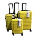 Bordlite Set of 3 - Durable Hard Shell 4 Wheel Suitcases with Soft Grip Handles- Yellow