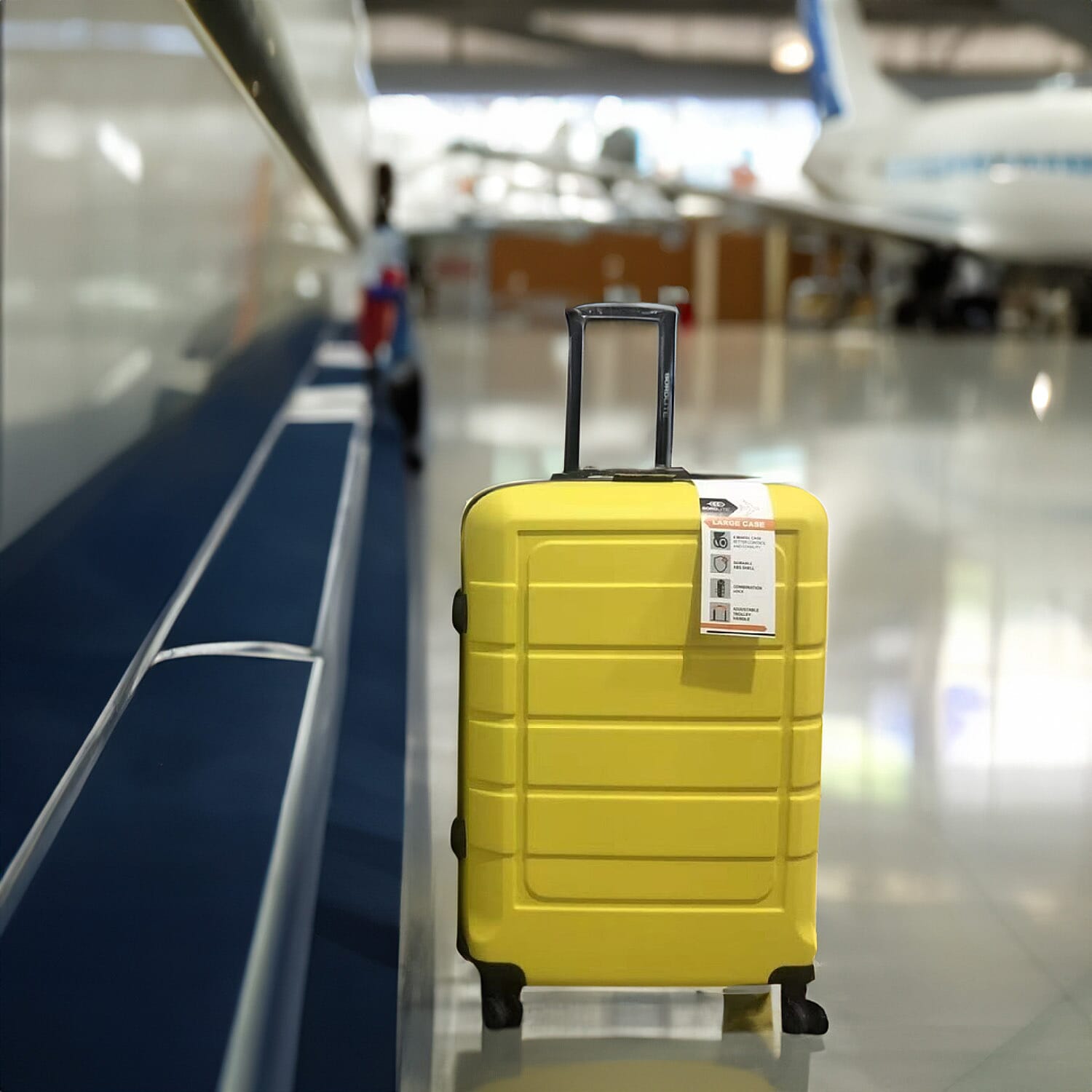 Bordlite Set of 3 - Durable Hard Shell 4 Wheel Suitcases with Soft Grip Handles- Yellow