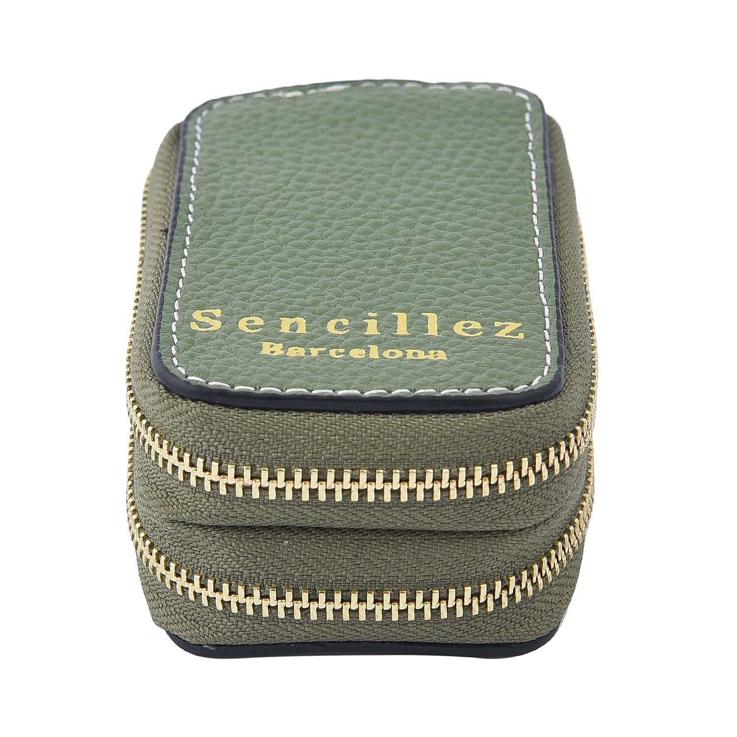 SENCILLEZ 100% Genuine Leather Key Holder Chain with Detachable Lobster Clasp and Zipper Closure (Size 10x5x4Cm) - Green