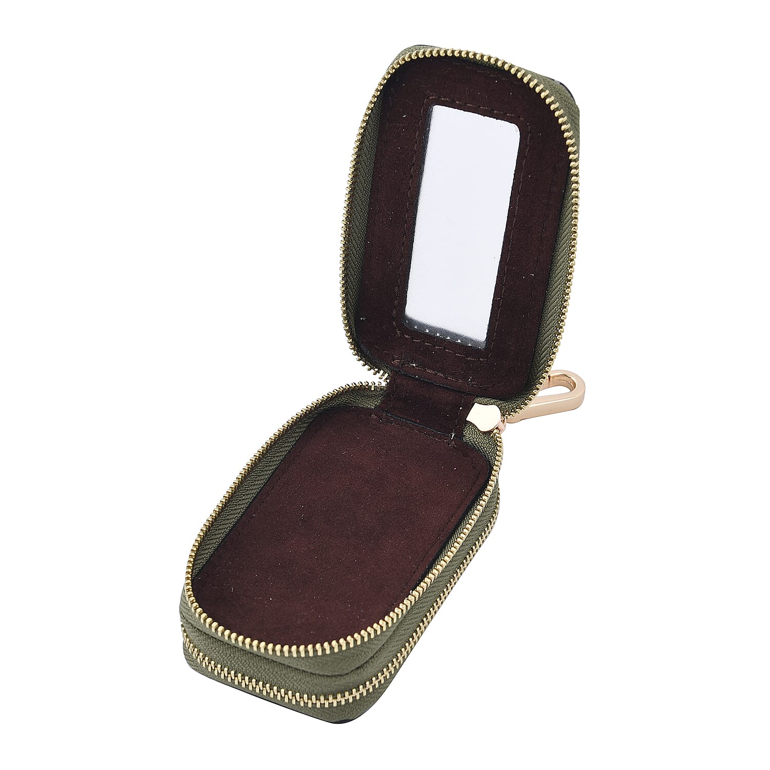 SENCILLEZ 100% Genuine Leather Key Holder Chain with Detachable Lobster Clasp and Zipper Closure (Size 10x5x4Cm) - Green