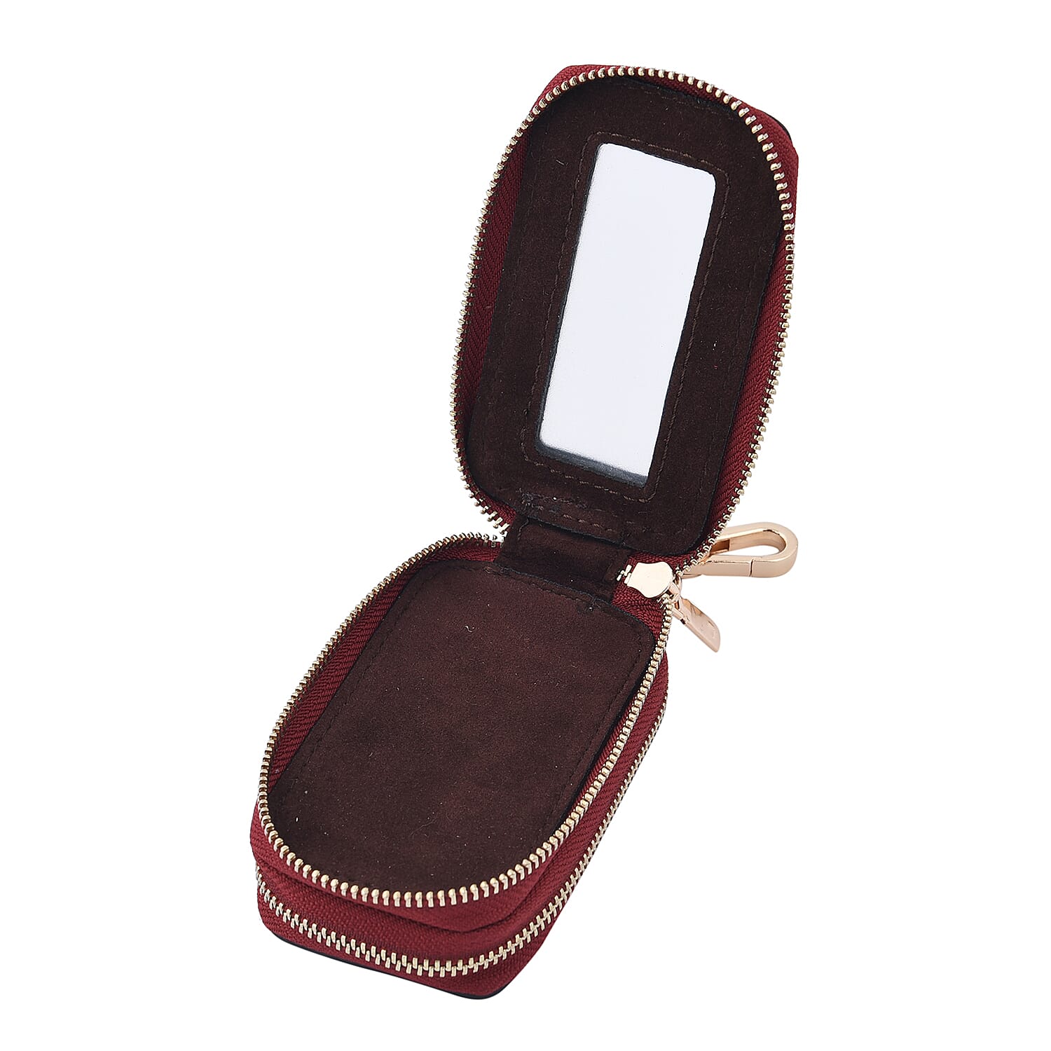SENCILLEZ 100% Genuine Leather Key Holder Chain with Detachable Lobster Clasp and Zipper Closure (Size 10x5x4Cm) - Burgundy