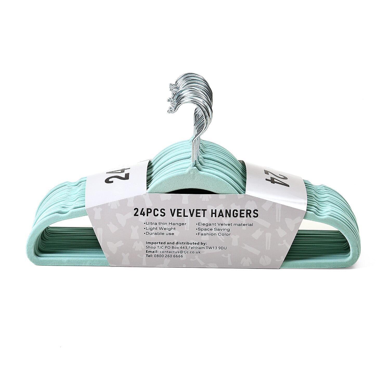 Set of 24 Velvet Hangers with 360-Degree Swivel Hook - Green