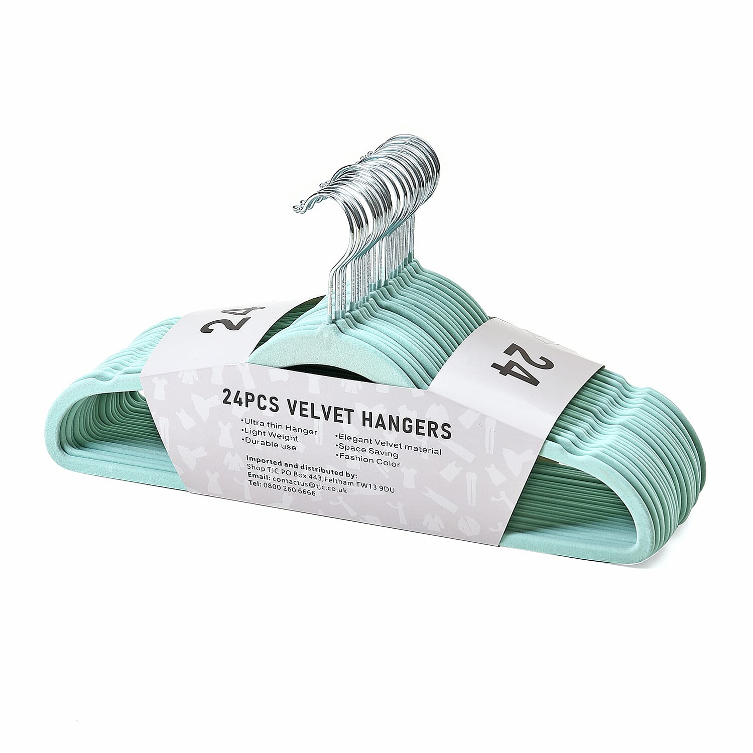 Set of 24 Velvet Hangers with 360-Degree Swivel Hook - Green