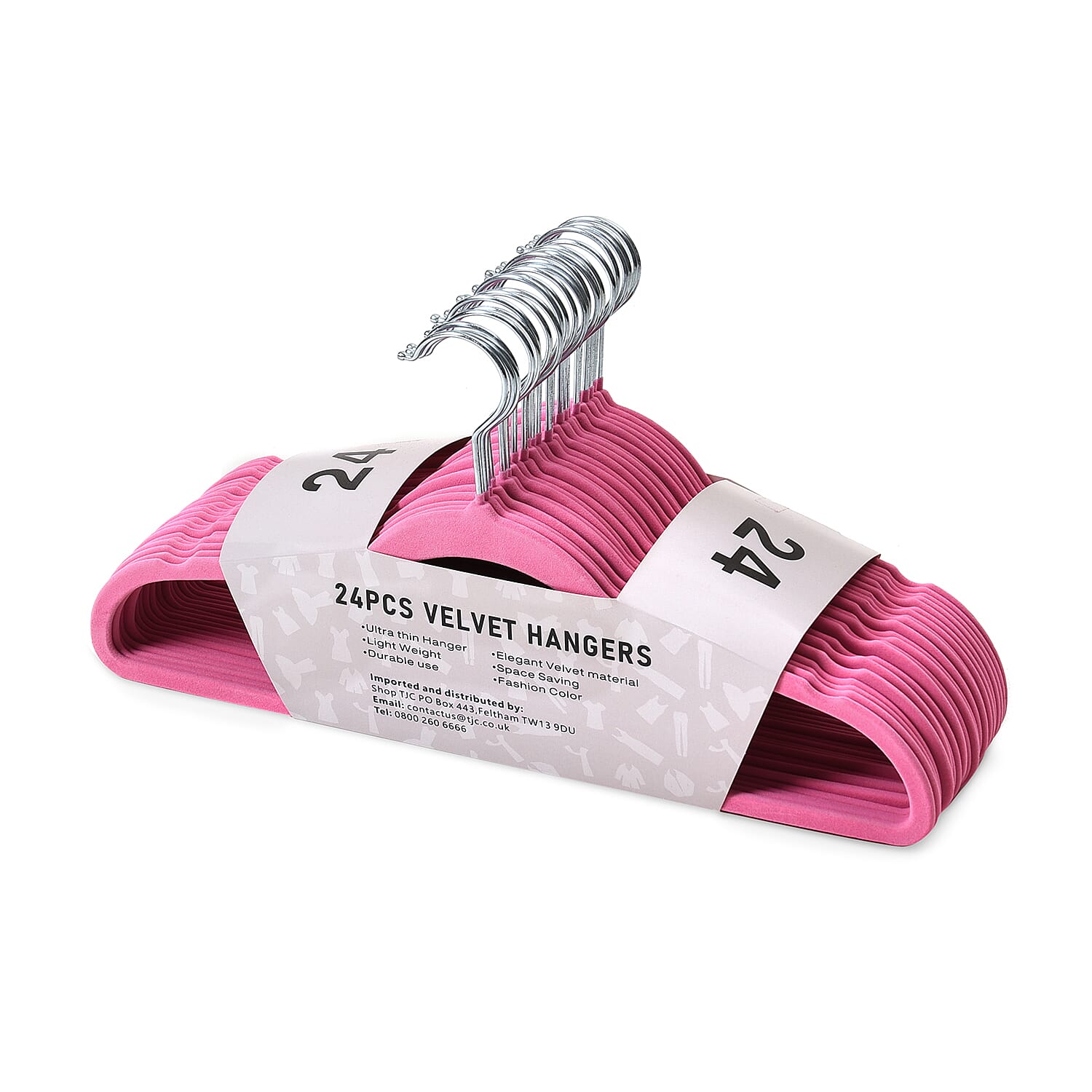 Set of 24 Antislip Velvet Hangers - Pink