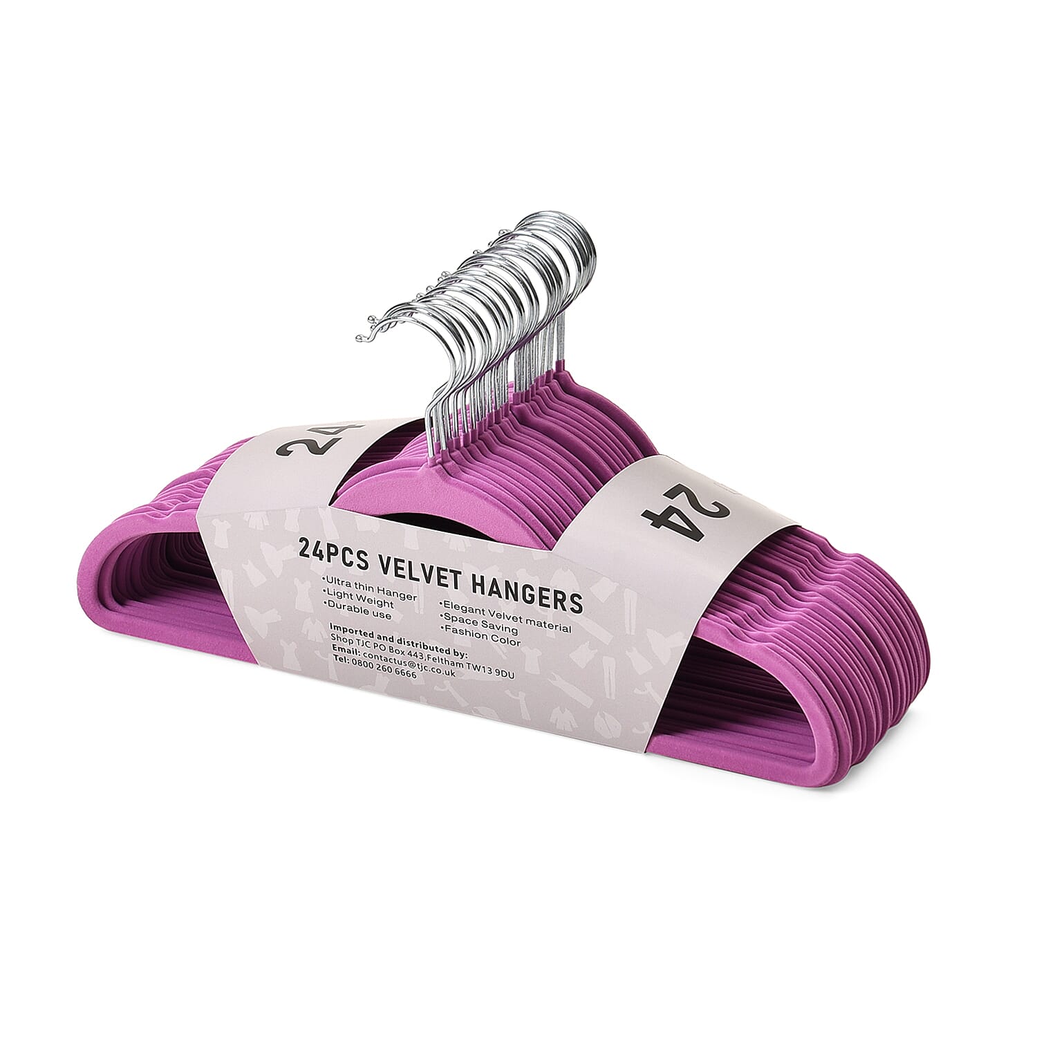 Set of 24 Antislip Velvet Hangers - Purple