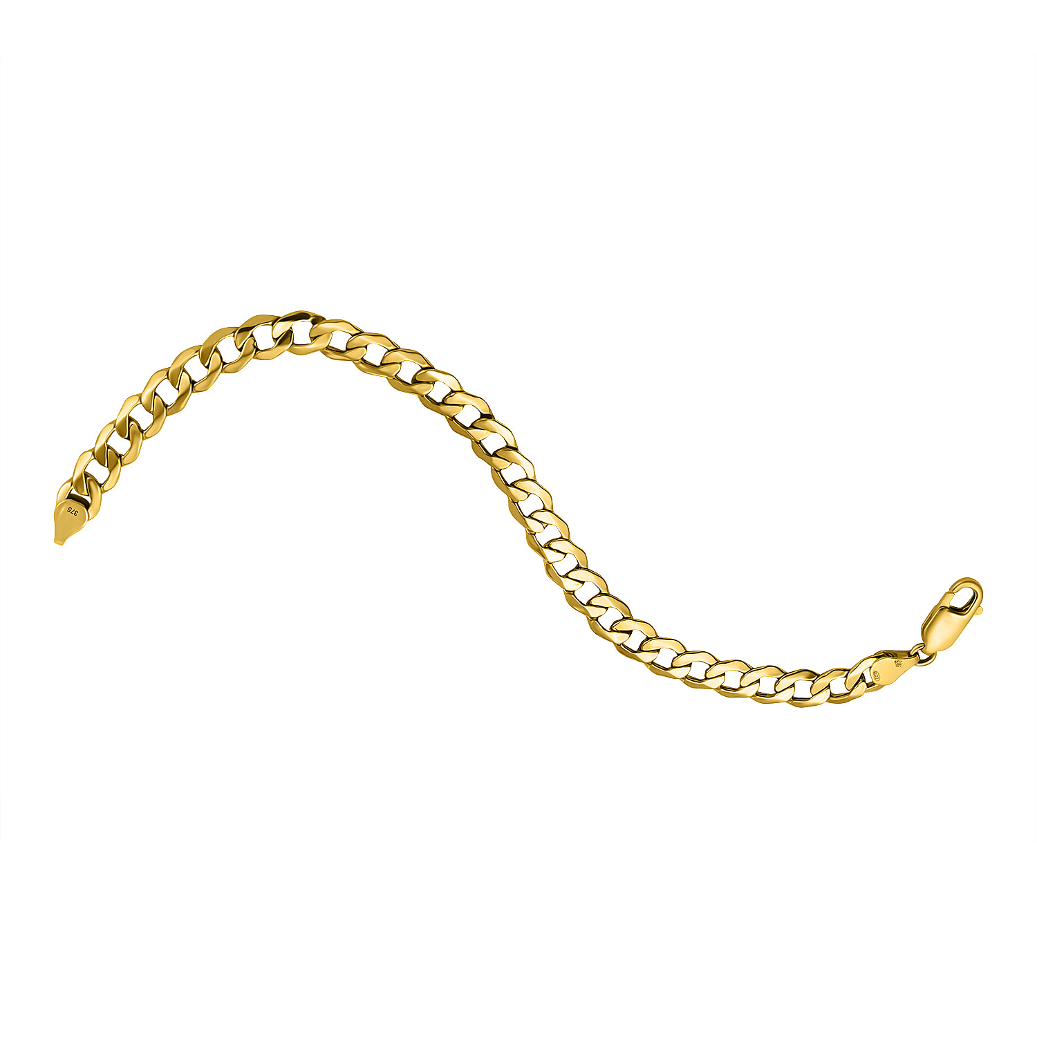 Italian Made Closeout - 9K Yellow Gold 6 Sided Curb Bracelet (Size - 7.25), Gold Wt. 4.75 Gms