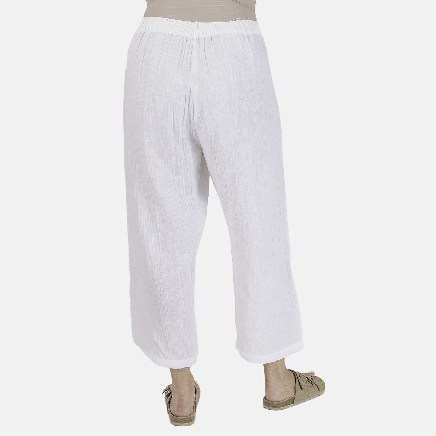 TAMSY Pure Cotton Elasticated Waist Cropped Trouser