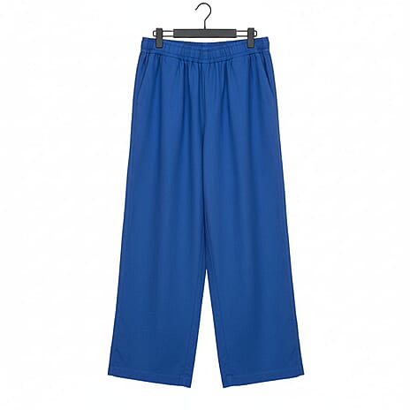 Tamsy 100% Cotton Casual Elasticated Waist Trousers (Size L) - Blue