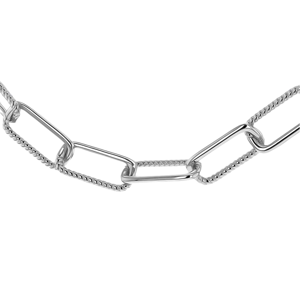Rhodium Overlay Sterling Silver Twist Link Chain (Size - 18), Silver 21.00 GM