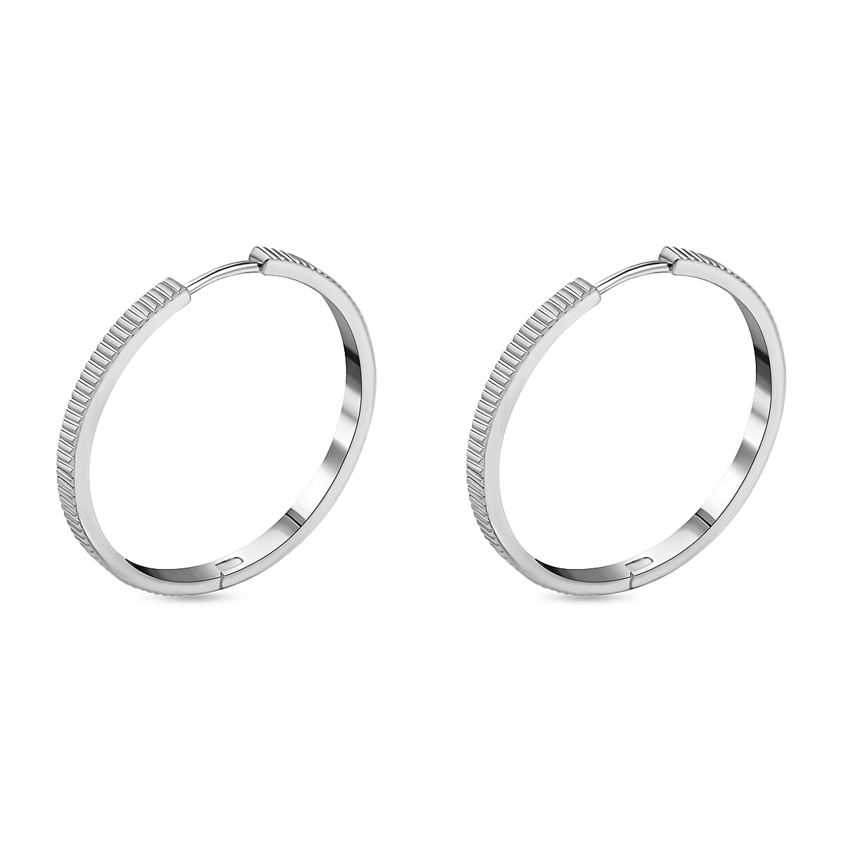 Rachel Galley Rhodium Overlay Sterling Silver Earring with Hoop, Silver Wt. 6.50 Gms.