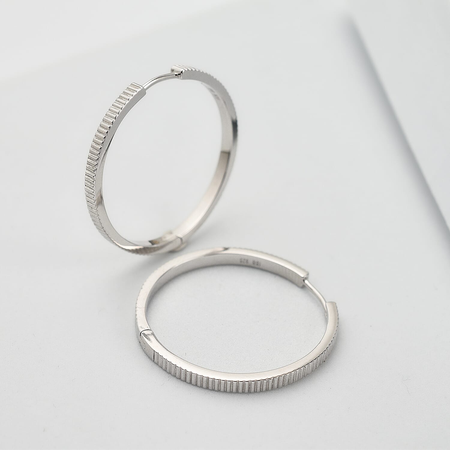 Rachel Galley Rhodium Overlay Sterling Silver Earring with Hoop, Silver Wt. 6.50 Gms.