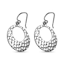 Rhodium Overlay Sterling Silver Hammered Earrings