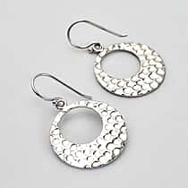 Rhodium Overlay Sterling Silver Hammered Earrings
