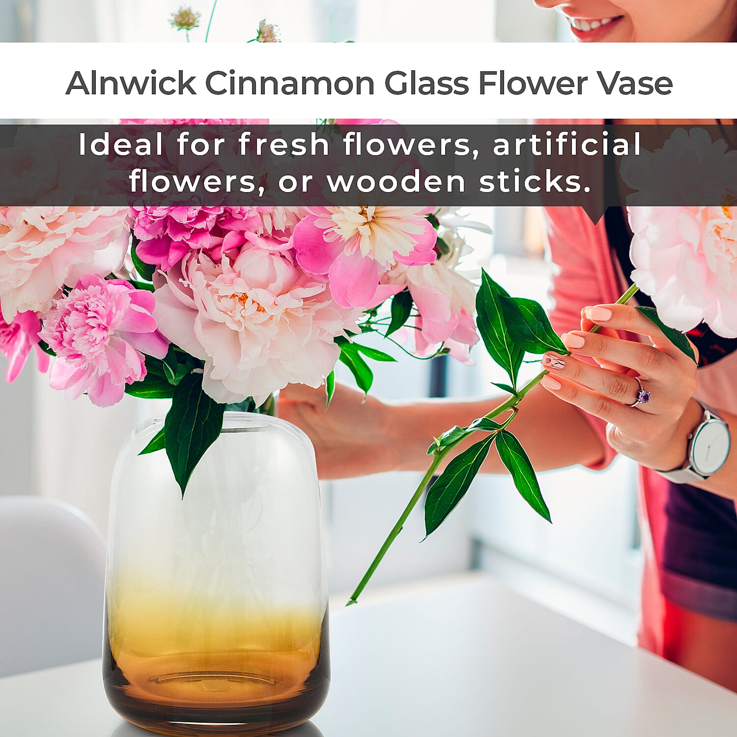 Alnwich Small Glass Vase (Cinnamon) - Smoke Tan