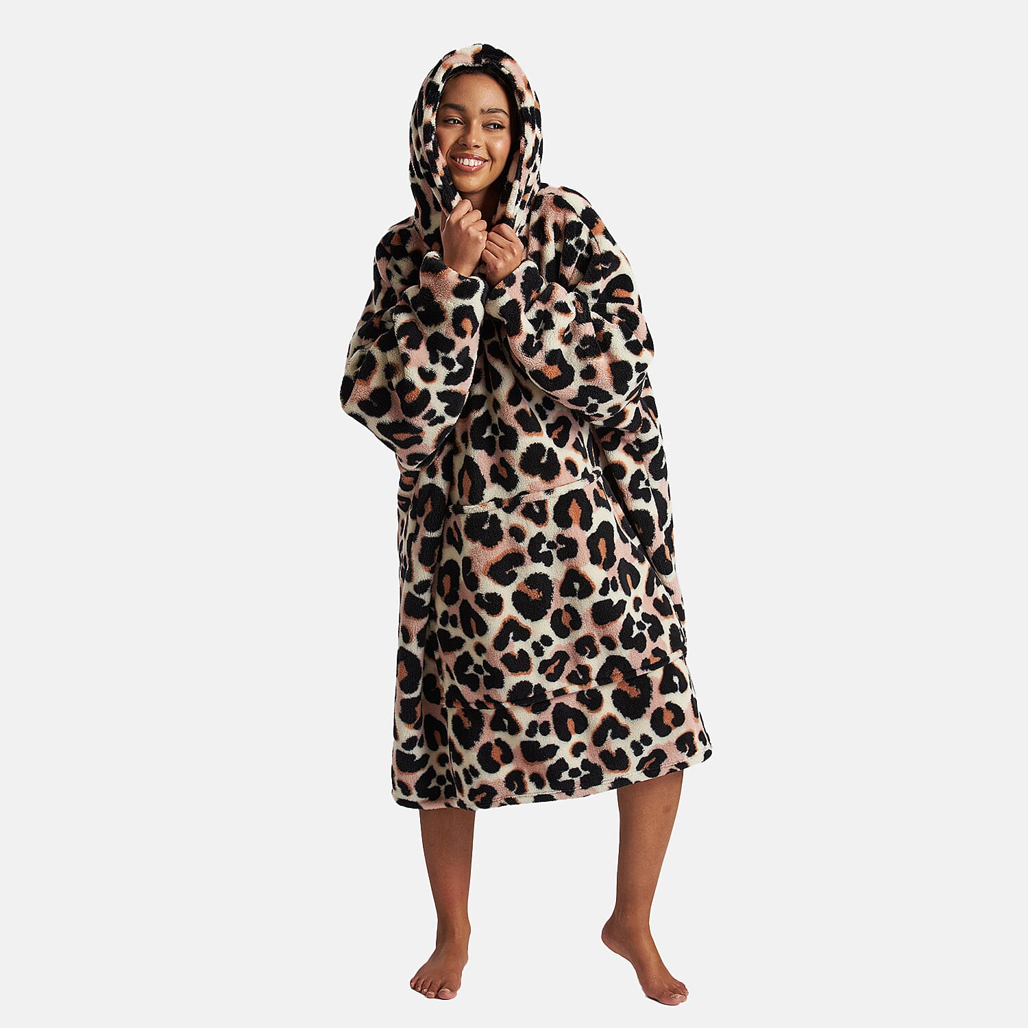 Leopard Well Soft Snuggle Hoodie - Cream