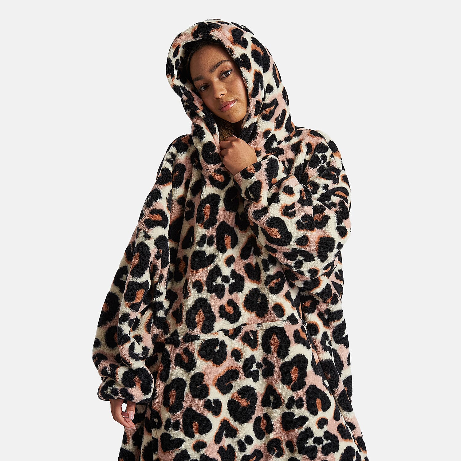 Leopard Well Soft Snuggle Hoodie - Cream