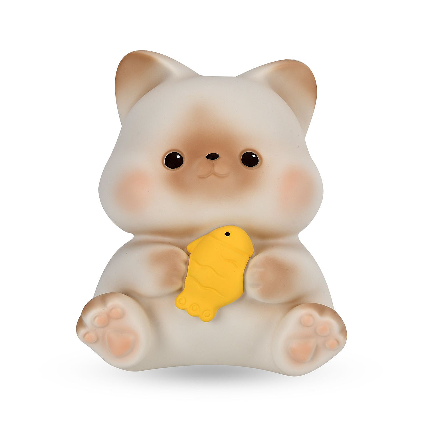 Money Bank with a Cat Holding a Fish - Beige