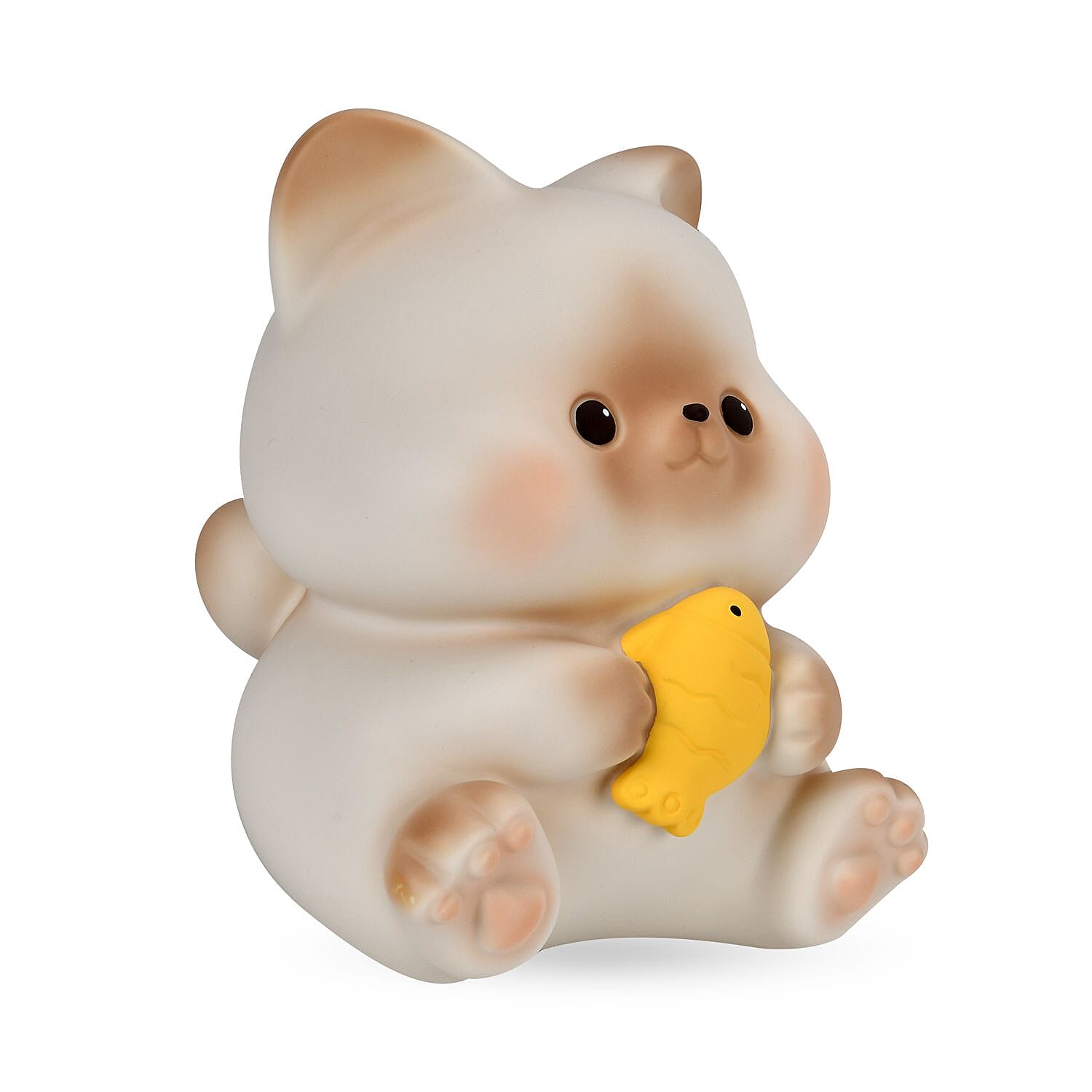 Money Bank with a Cat Holding a Fish - Beige