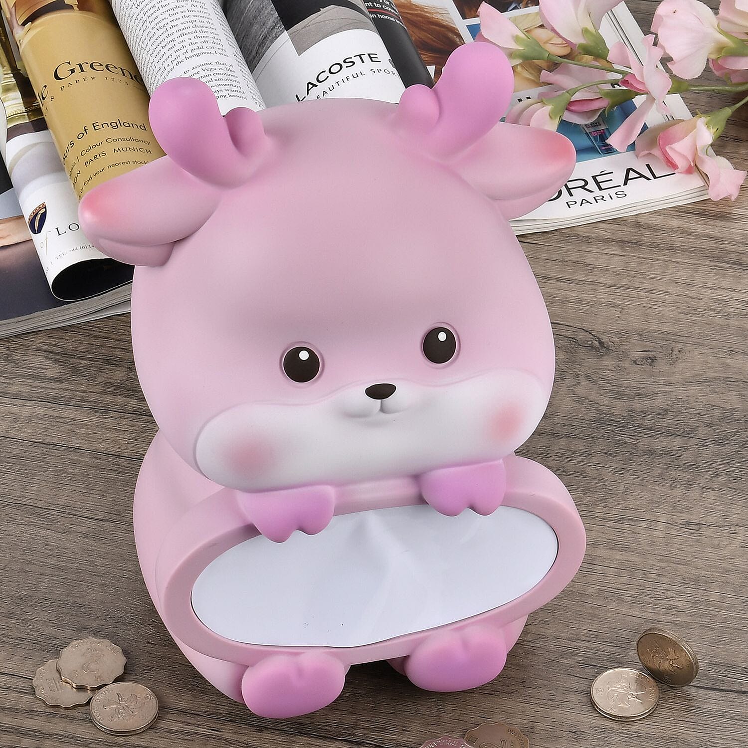 Money Bank Pink Reindeer with White Board