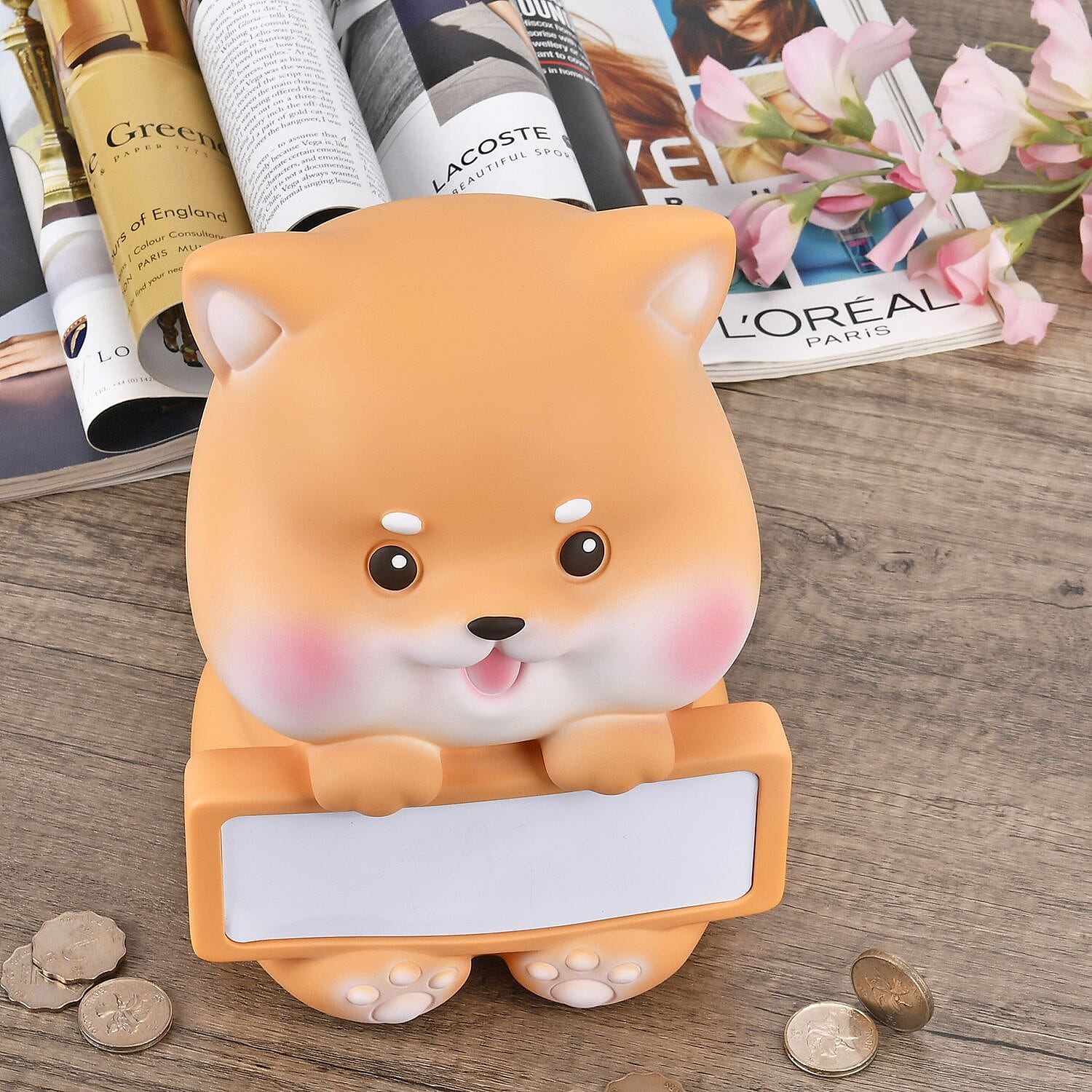 Money Bank Dog Holding a Whiteboard