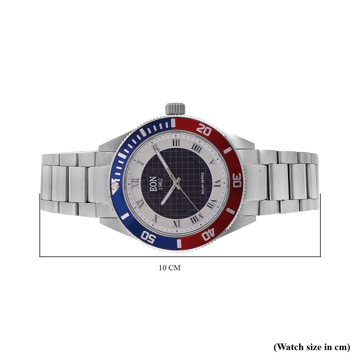 EON 1962 Solar Powered Japan Movt. 5ATM Watch in Rose Tone Stainless Steel Strap and Red and Blue Bezel EON 1962 Solar Powered Japan Movt. 5ATM Watch in Rose Tone Stainless Steel Strap and Red and Blue Bezel