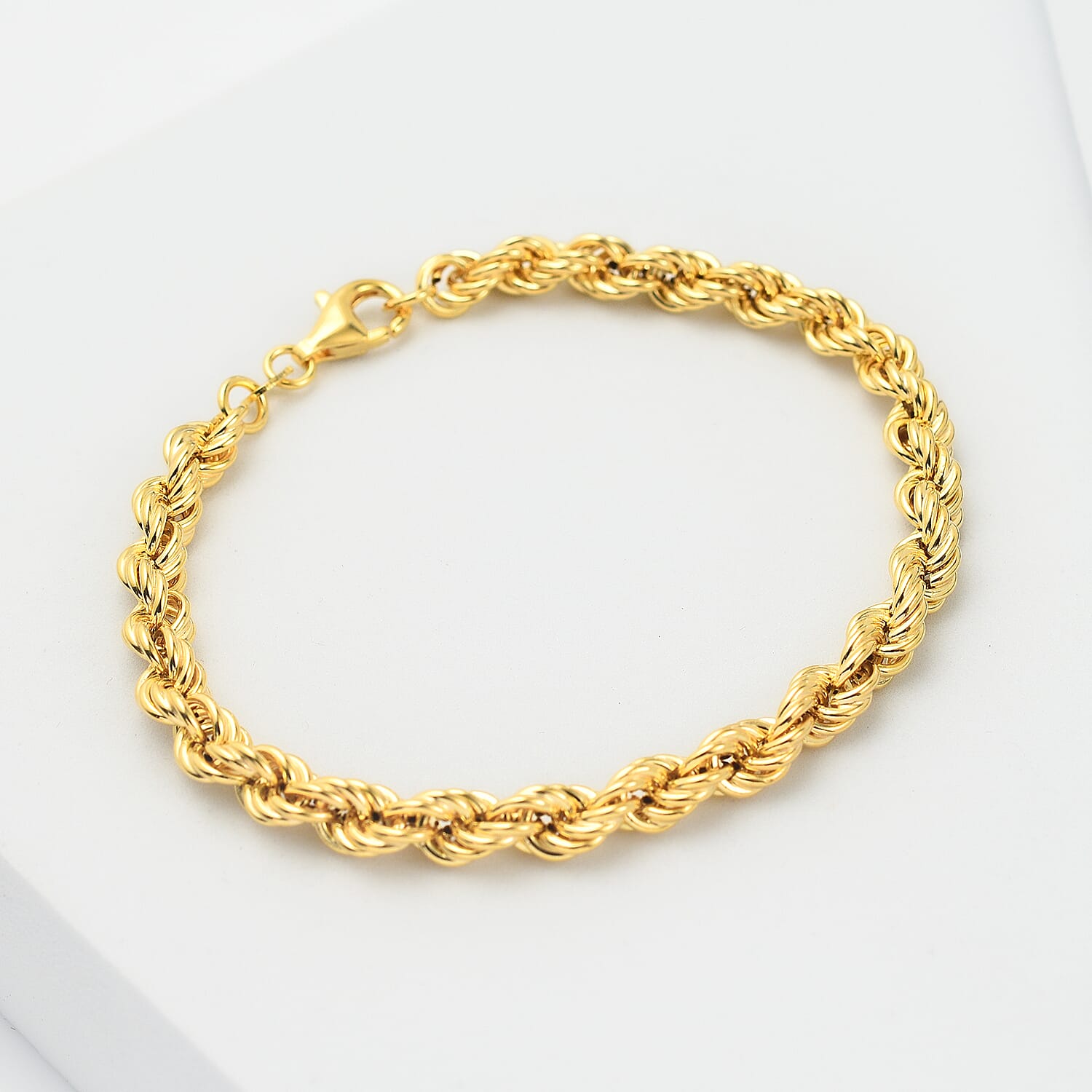 Yellow Gold Plated Sterling Silver Rope Bracelet (Size - 7.25), Silver Wt. 6 Gms