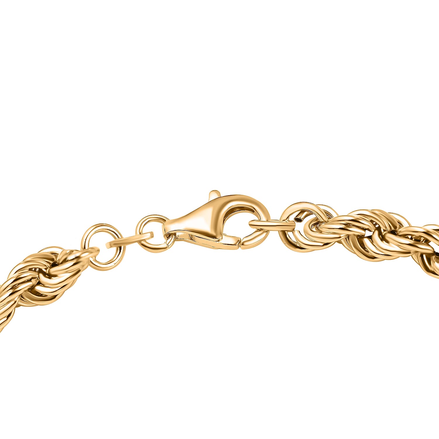 Yellow Gold Plated Sterling Silver Rope Bracelet (Size - 7.25), Silver Wt. 6 Gms