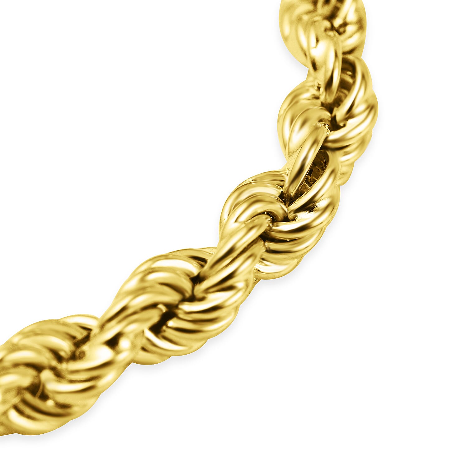 Yellow Gold Plated Sterling Silver Rope Bracelet (Size - 8), Silver Wt. 6.9 Gms