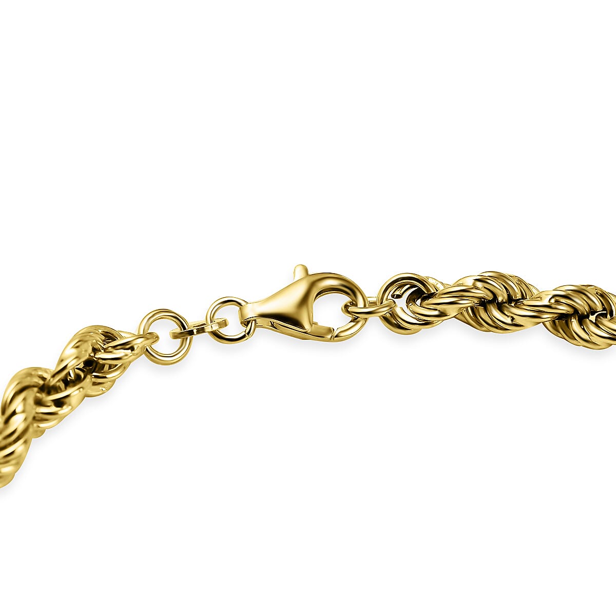 Yellow Gold Plated Sterling Silver Rope Bracelet (Size - 8), Silver Wt. 6.9 Gms