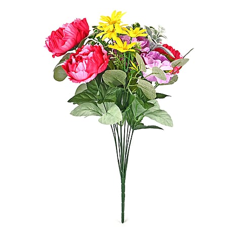 Peony Rose Large Faux Flower Bouquet - Multi