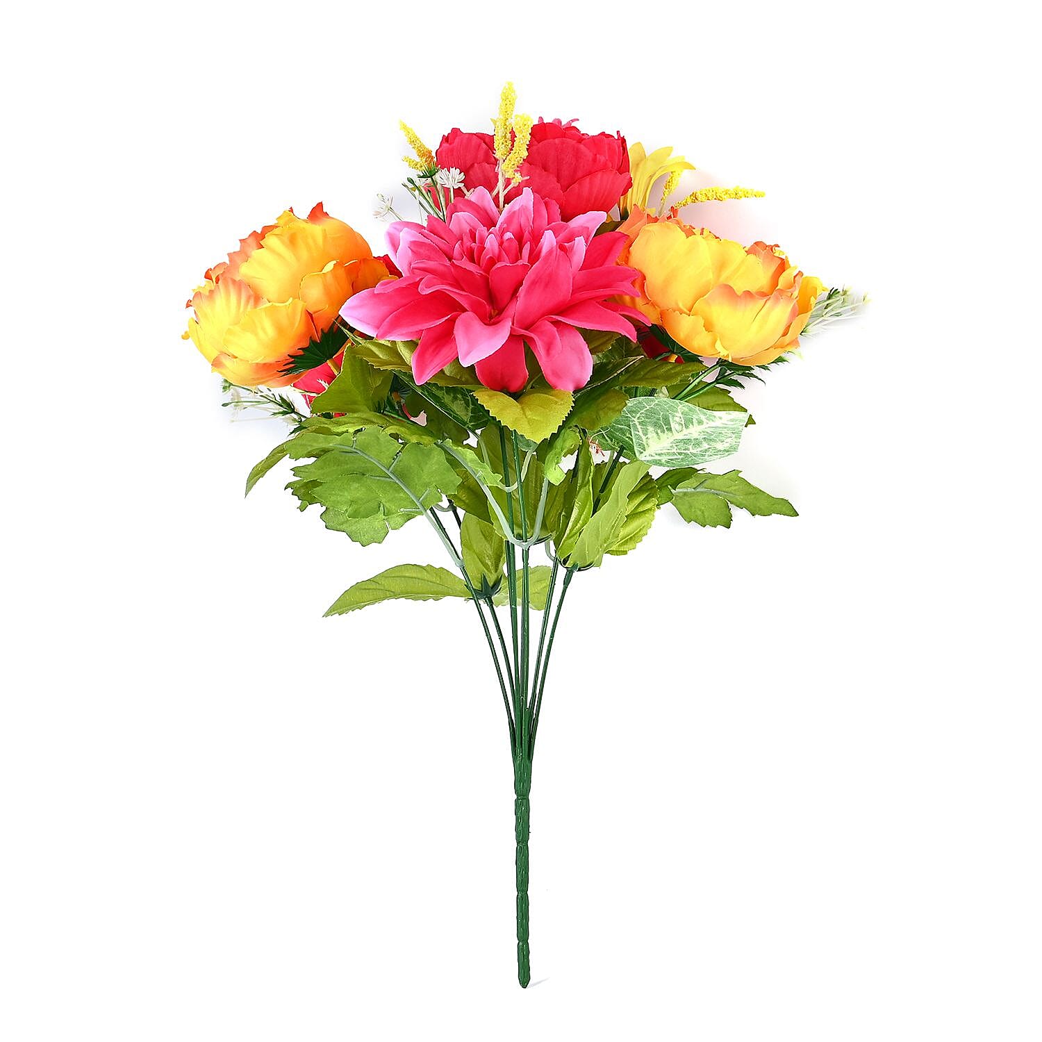 Dahlia Peony Rose Large Eternal Flower Bouquet - Red - Multi