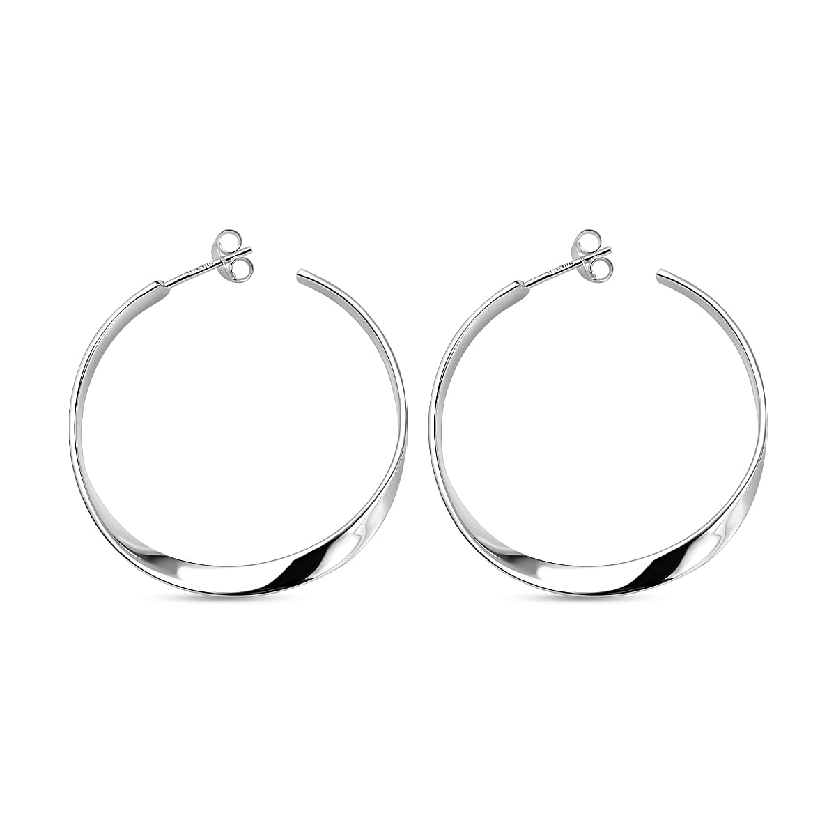 Rachel Galley Close Out Deal Sterling Silver Twisted Hoop Earrings with Push Back