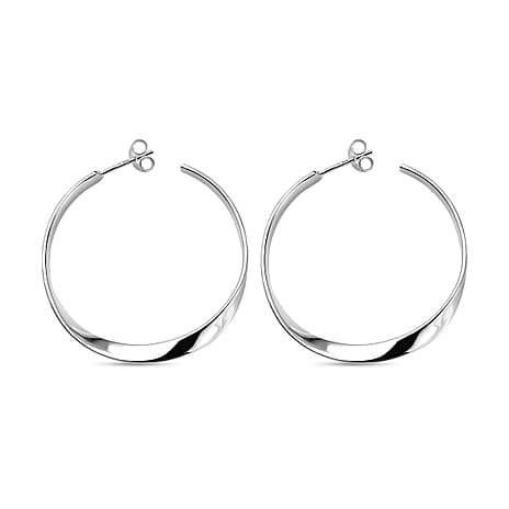 Rachel Galley Close Out Deal Sterling Silver Twisted Hoop Earrings with Push Back
