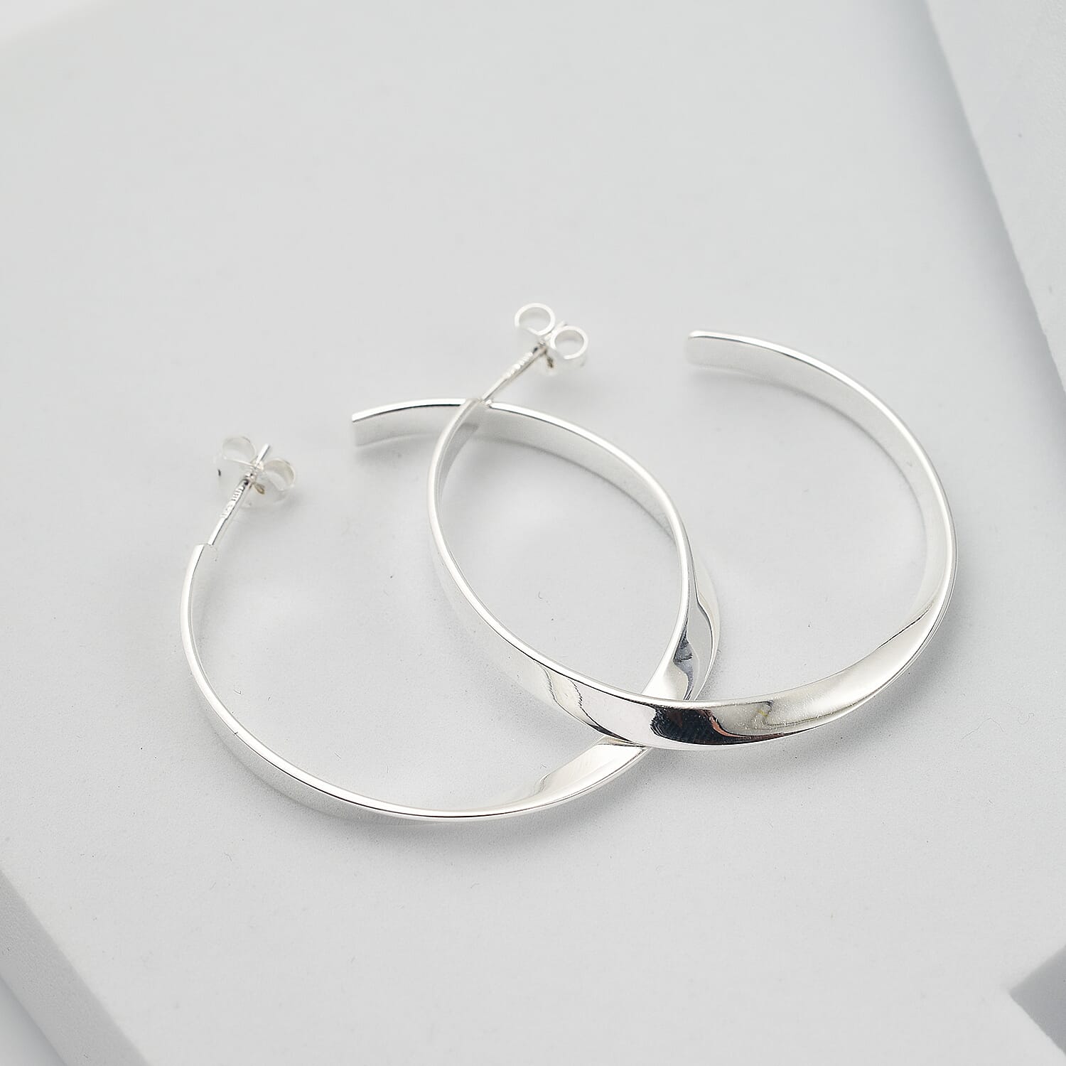 Rachel Galley Close Out Deal Sterling Silver Twisted Hoop Earrings with Push Back