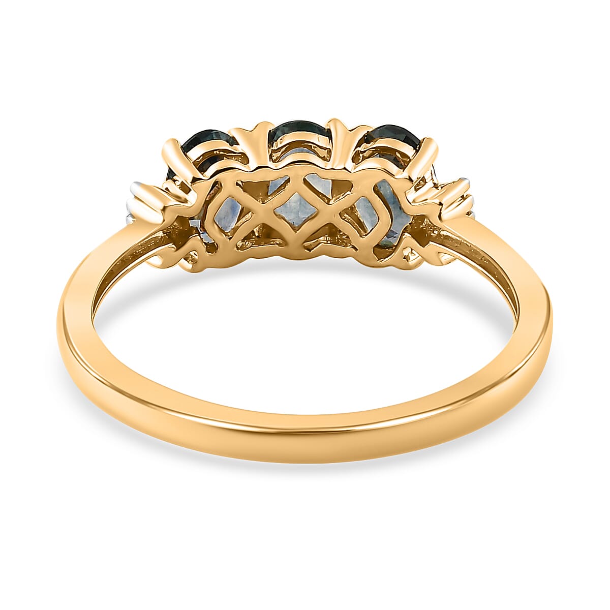 14K Yellow Gold Montana Sapphire & Diamond (G-H) Ring 1.50 Ct