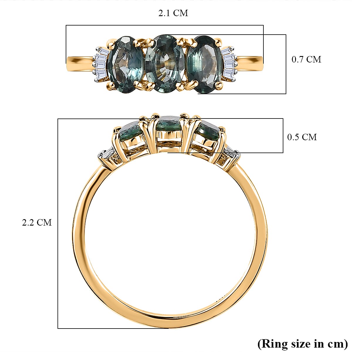 14K Yellow Gold Montana Sapphire & Diamond (G-H) Ring 1.50 Ct