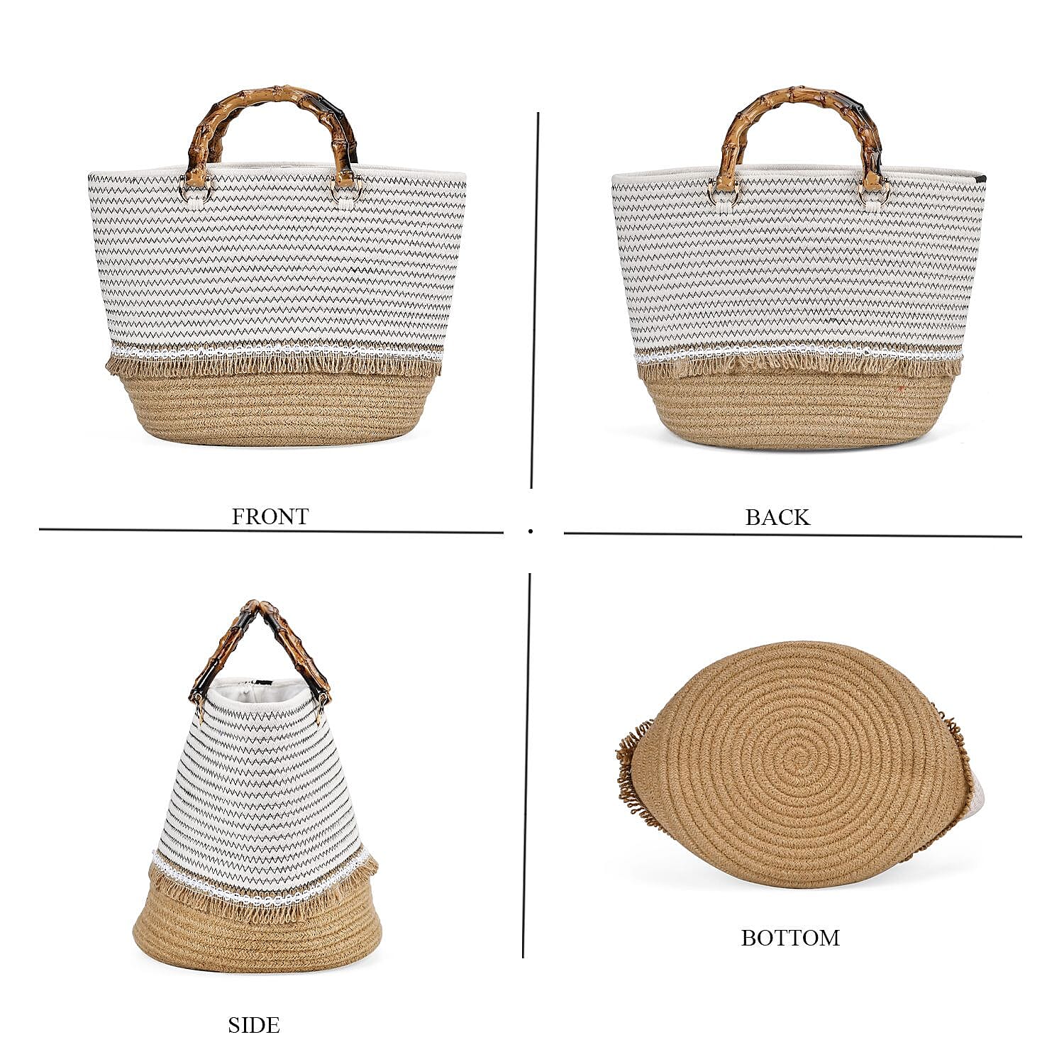 100% Cotton Knitted Summer Picnic Bag - Black