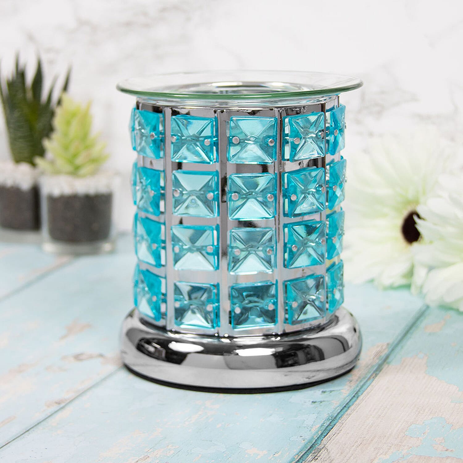 Lesser - Pavey Crystal Design Desire Wax-Oil Warmer - Silver - Teal