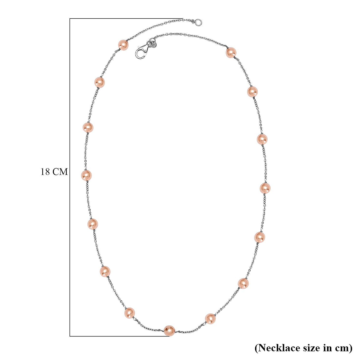 Peach Pearl Finest Austrian Crystal Necklace (Size - 20) in Platinum Overlay Sterling Silver