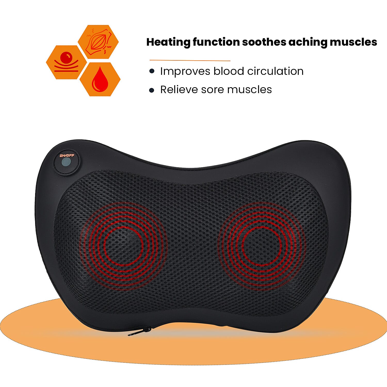 Soul Smart Shiatsu Massage Pillow for Neck & Back - Black