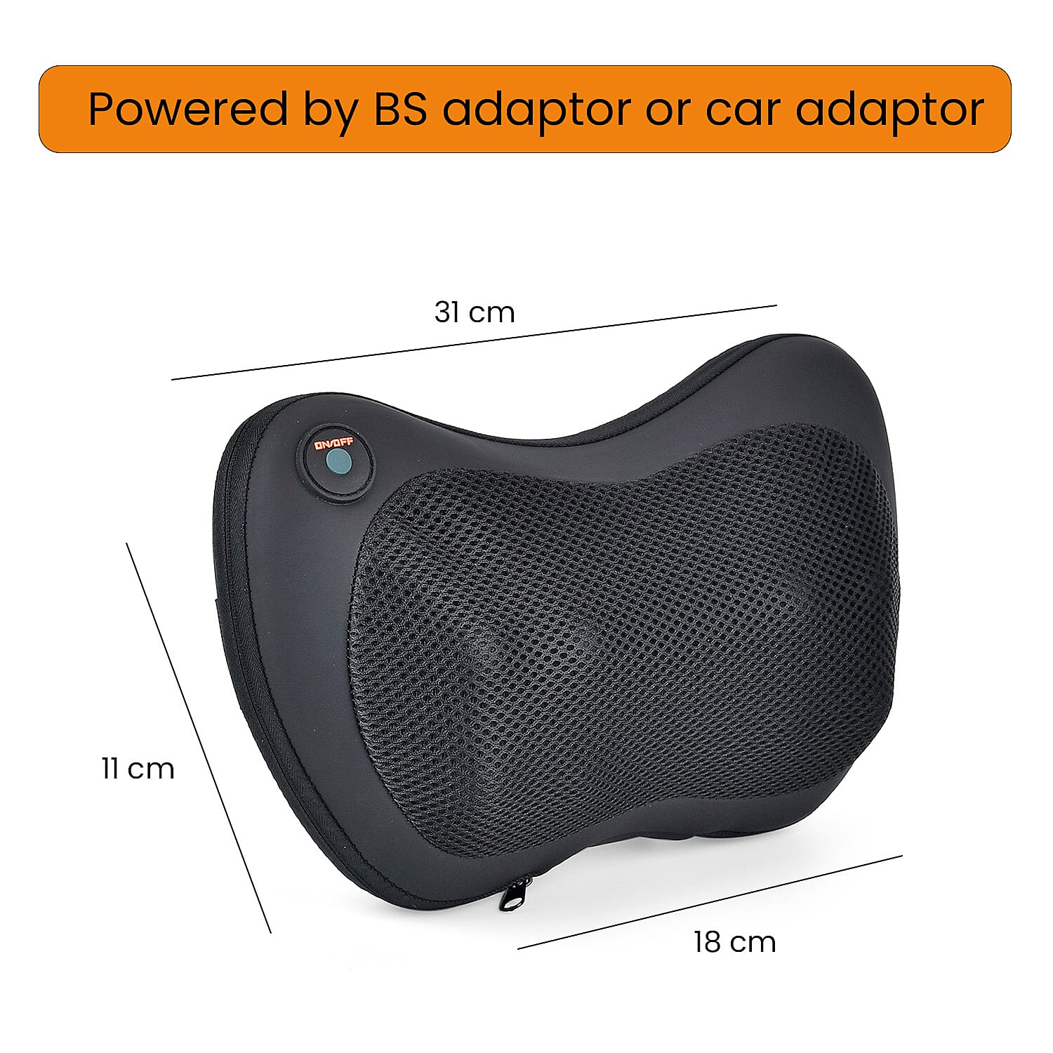 Soul Smart Shiatsu Massage Pillow for Neck & Back - Black