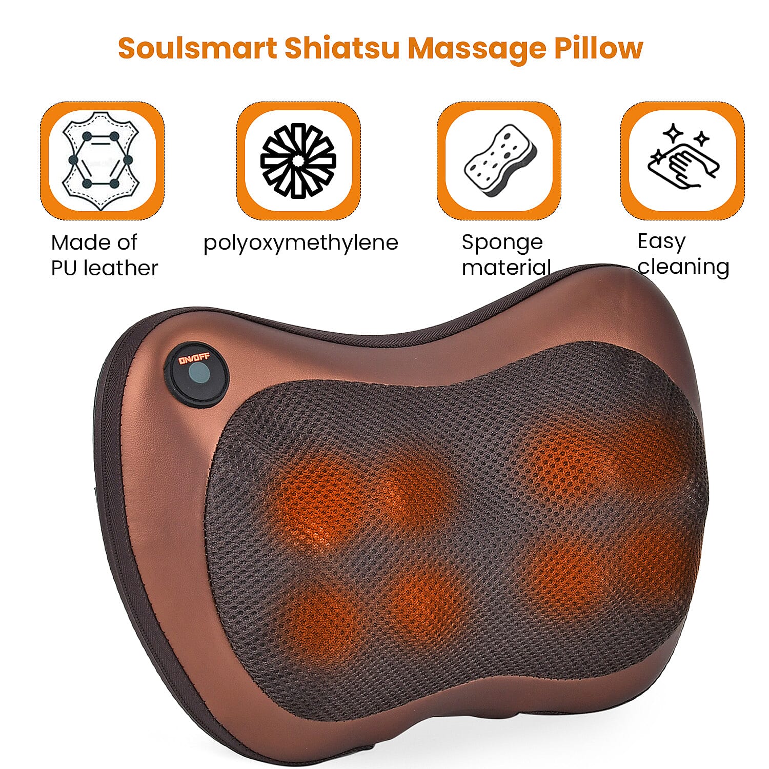 Soul Smart Neck Shaitsu Massager with Car Adaptor (Size 31x11 cm) - Brown