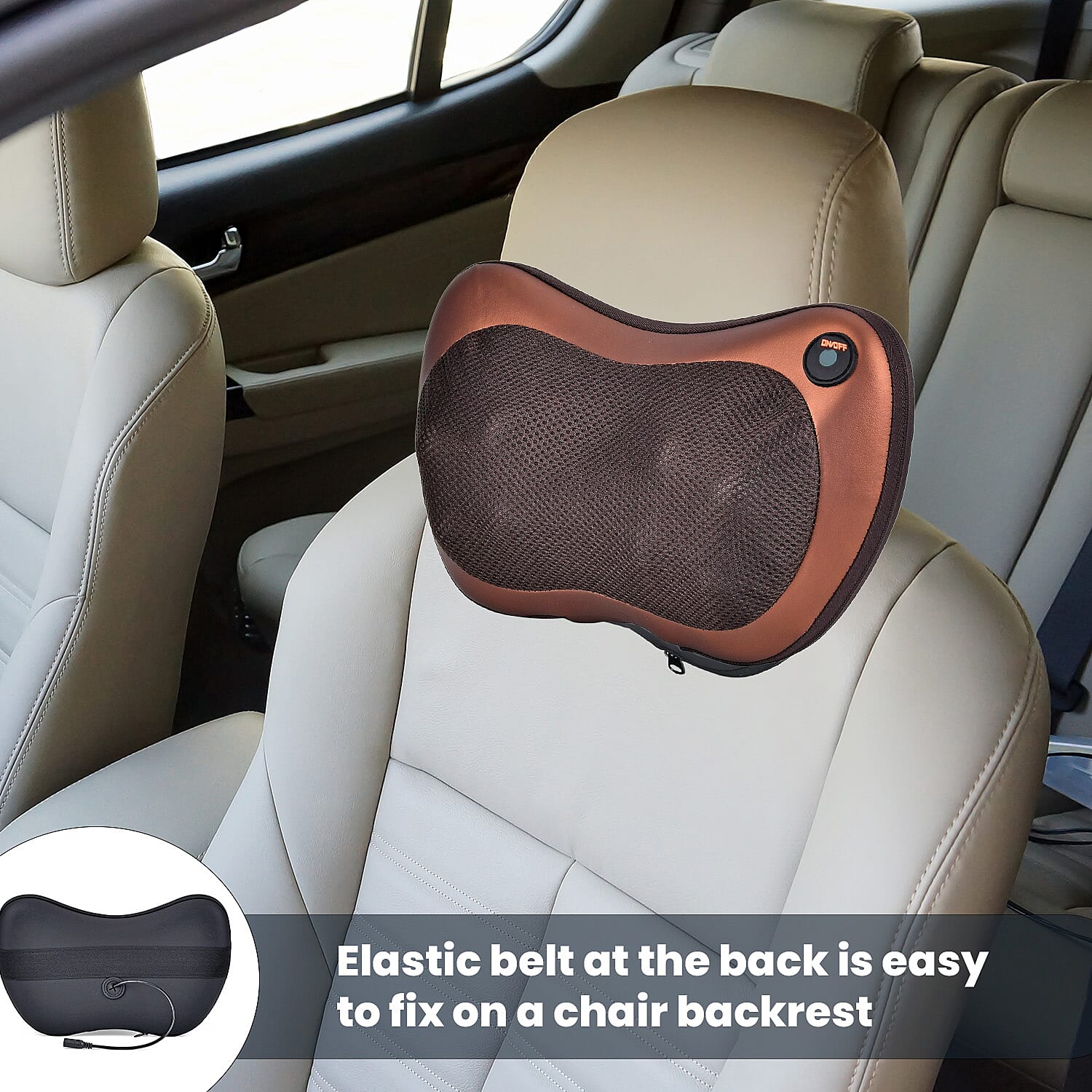 Soul Smart Neck Shaitsu Massager with Car Adaptor (Size 31x11 cm) - Brown