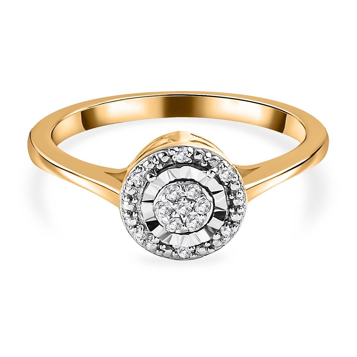 Natural Diamond Cluster in 18K Y Gold Vermeil Plated Sterling Silver Ring