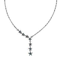 Diamond Star Necklace (Size - 18) in Platinum Overlay Sterling Silver