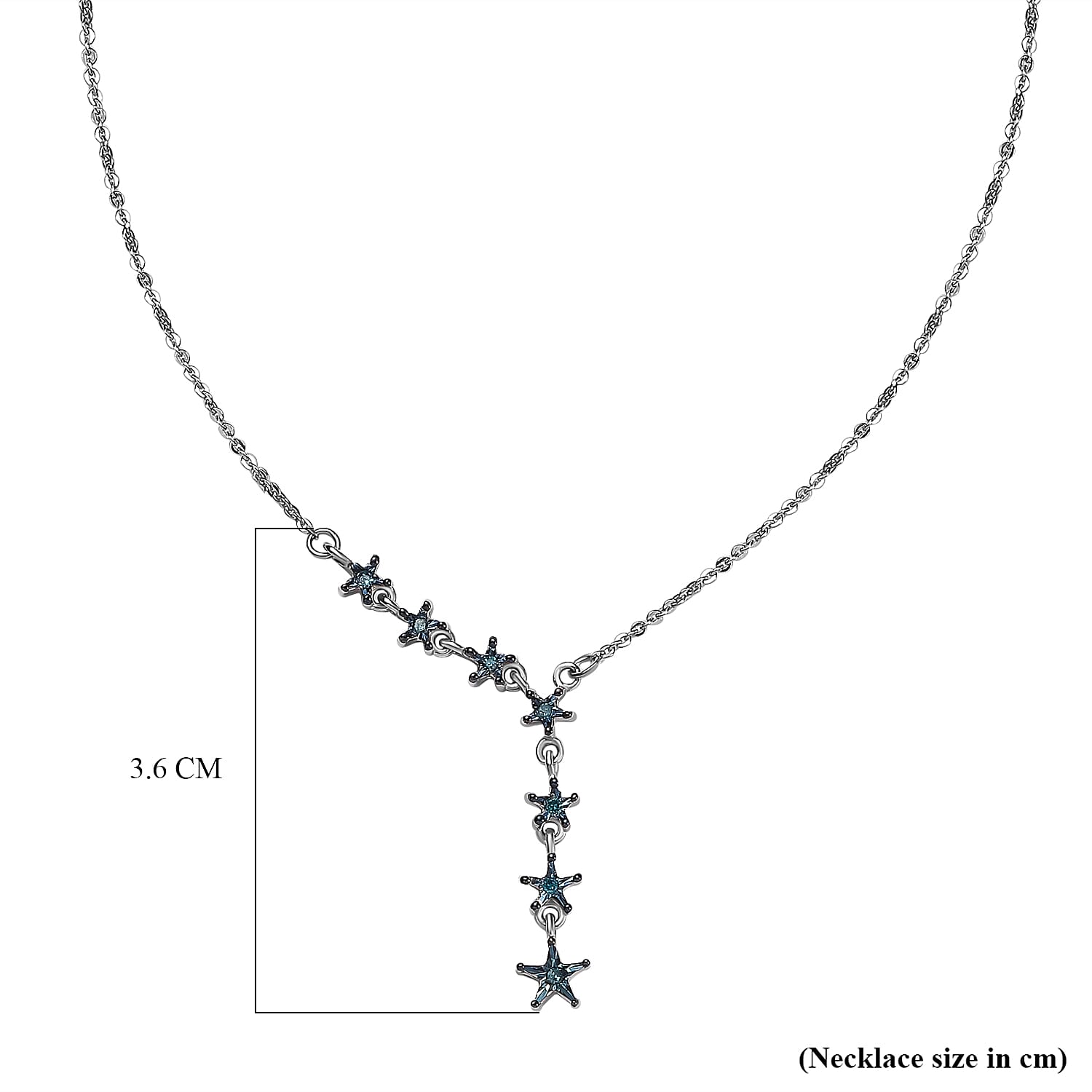 Blue Diamond Necklace (Size - 18) in Platinum Overlay Sterling Silver