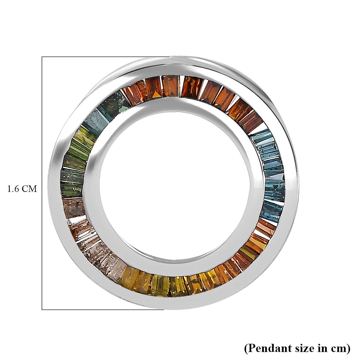 Multi Diamond Circle Pendant in Platinum Overlay Sterling Silver 0.50 Ct.