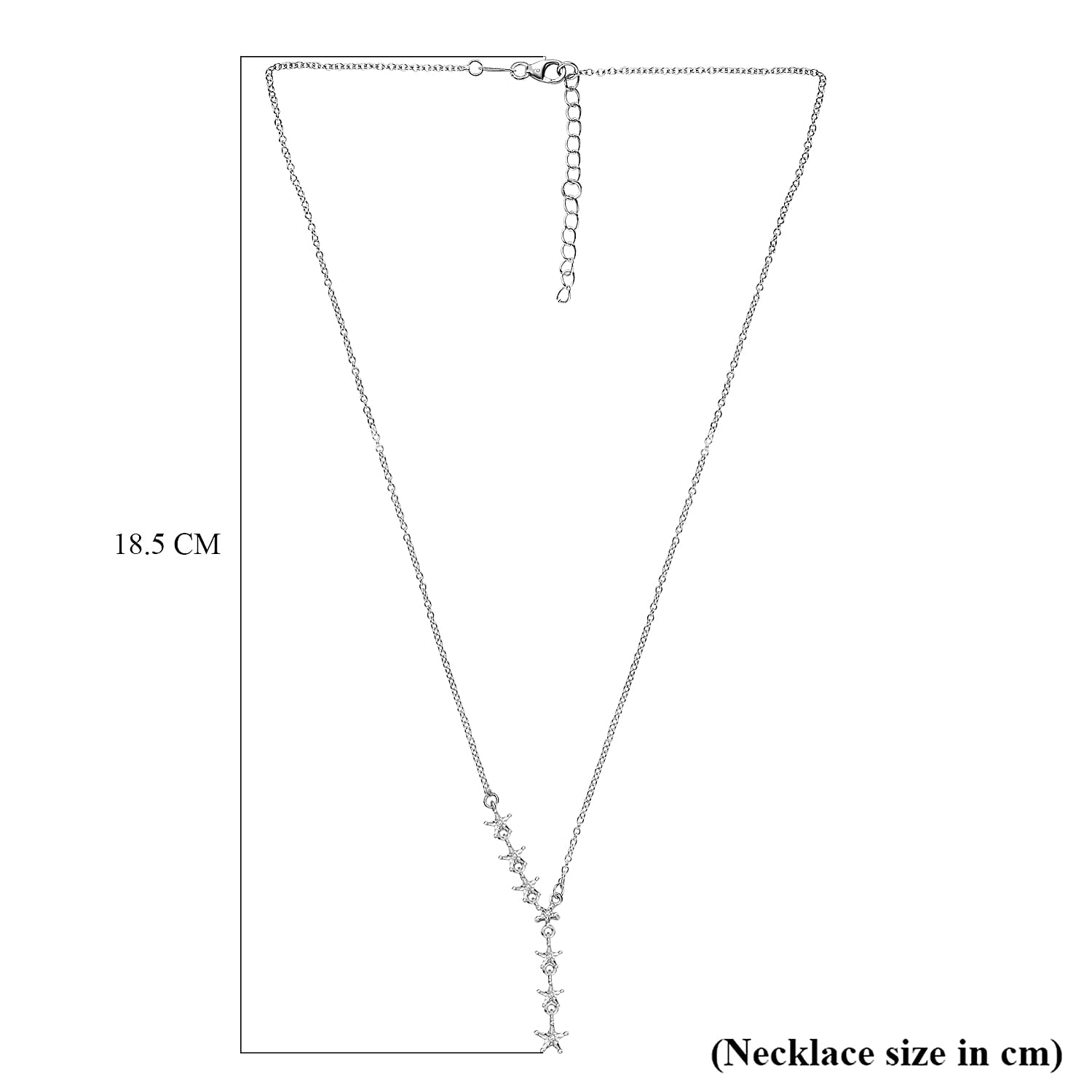 Diamond Star Necklace (Size - 18) in Platinum Overlay Sterling Silver